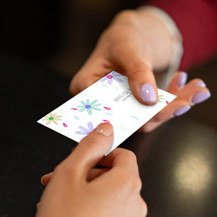 Carte De Visite Fleurs Pastel   Nom simple Monogramme