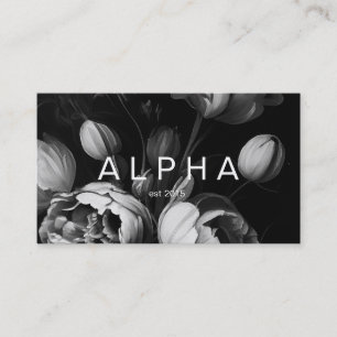 Carte De Visite Fleurs peintes Abstraites modernes en noir et blan