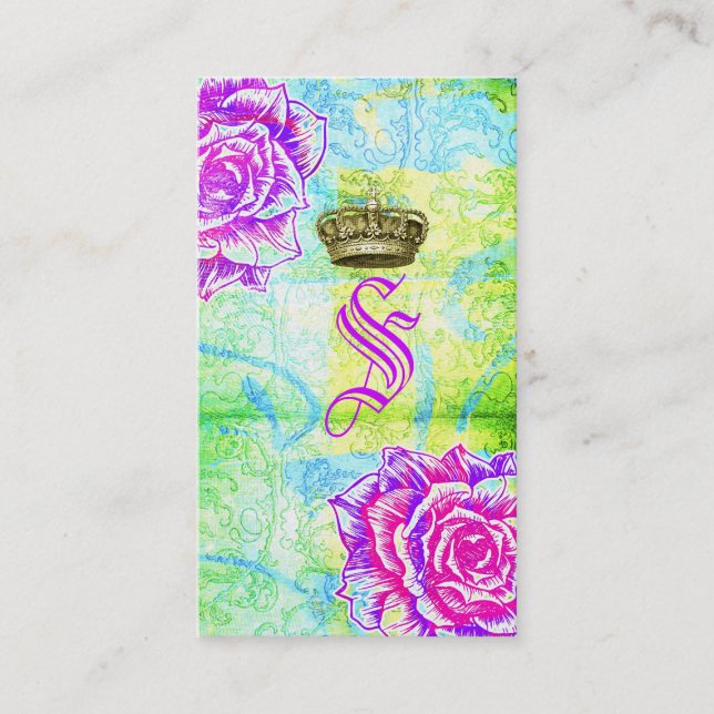 Carte De Visite Fleurs pourpres de jardin de couronne vibrante de (Devant)