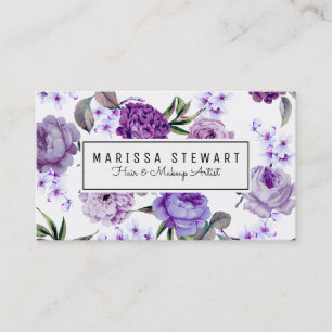 Carte De Visite Fleurs pourpres lilas violettes Girly élégantes