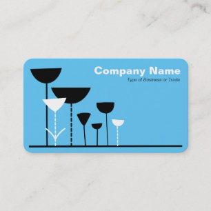 Carte De Visite Fleurs rétro v2 - Sky Blue