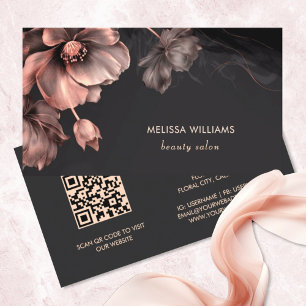 Carte De Visite Fleurs roses brillantes noires