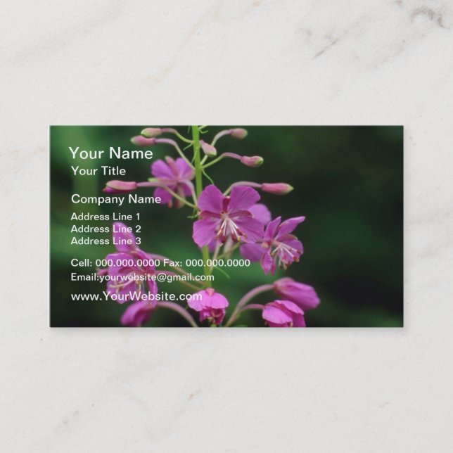 Carte De Visite Fleurs roses de Fireweed (Devant)