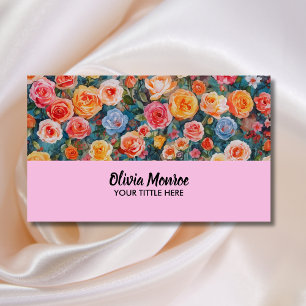 Carte De Visite Fleurs Roses De Teinte Rose Pâle À L'aquarelle Flo