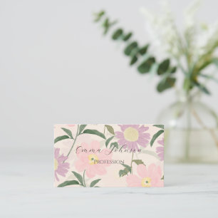 Carte De Visite Fleurs roses élégantes Aquarelle Boho Floral