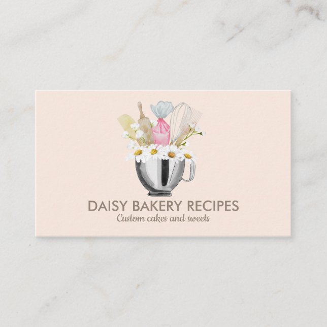 Carte De Visite Fleurs Roses Faisy Boulangerie Outils Design (Devant)