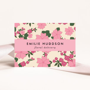 Carte De Visite Fleurs roses, Motif Floral, Fleuriste, Boutique De