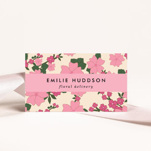 Carte De Visite Fleurs roses, Motif Floral, Fleuriste, Boutique De