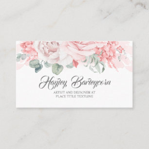 Carte De Visite Fleurs roses pastel douces élégantes et modernes