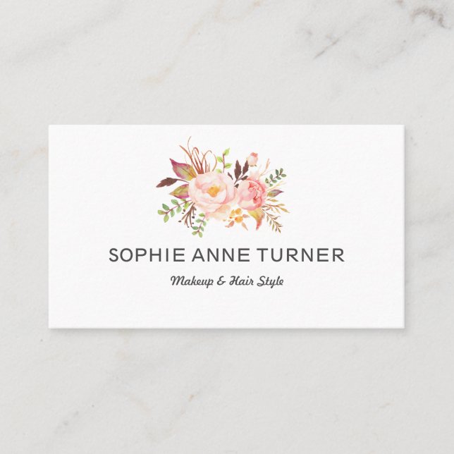 Carte De Visite Fleurs roses Style de maquillage professionnel (Devant)
