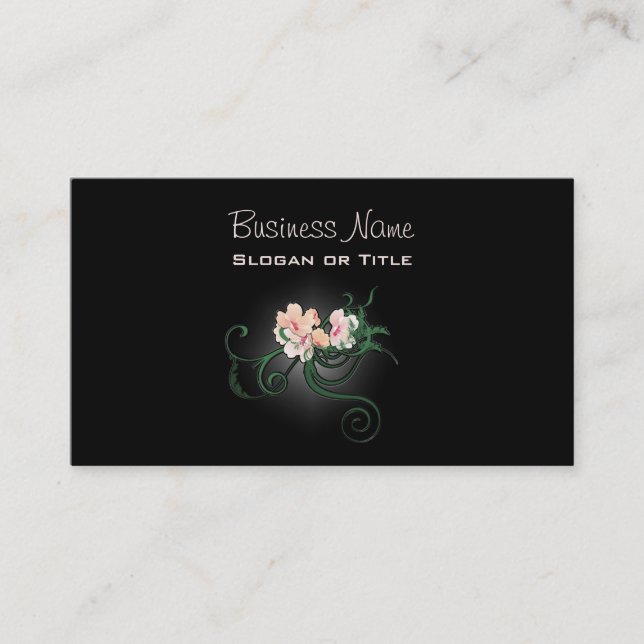 Carte De Visite Fleurs roses sur un Arrière - plan noir (Devant)