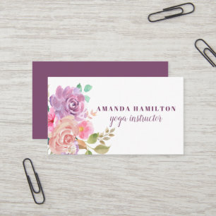 Carte De Visite Fleurs roses violettes de sauce en fleurs Aquarell