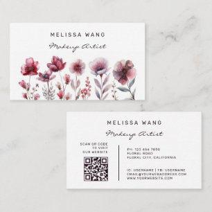 Carte De Visite Fleurs rouges de Bourgogne à l'aquarelle