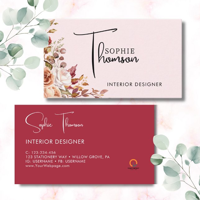 Carte De Visite Fleurs rustiques d'automne (Créateur téléchargé)