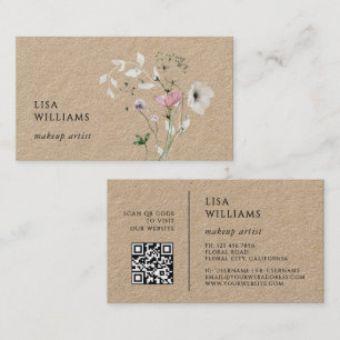 Carte De Visite Fleurs sauvages aquarelle Kraft