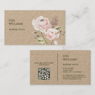 Carte De Visite Fleurs sauvages aquarelle Kraft
