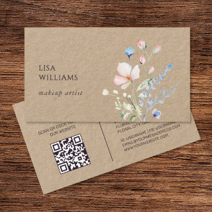 Carte De Visite Fleurs sauvages aquarelle Kraft