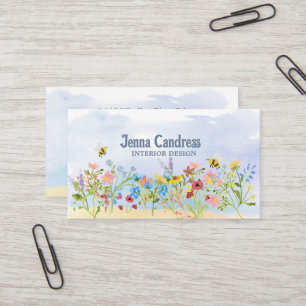 Carte De Visite Fleurs sauvages colorés d'aquarelle