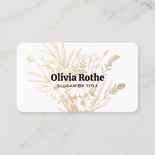 Carte De Visite Fleurs sauvages d'or