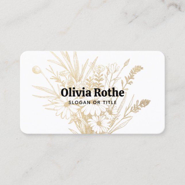 Carte De Visite Fleurs sauvages d'or (Devant)