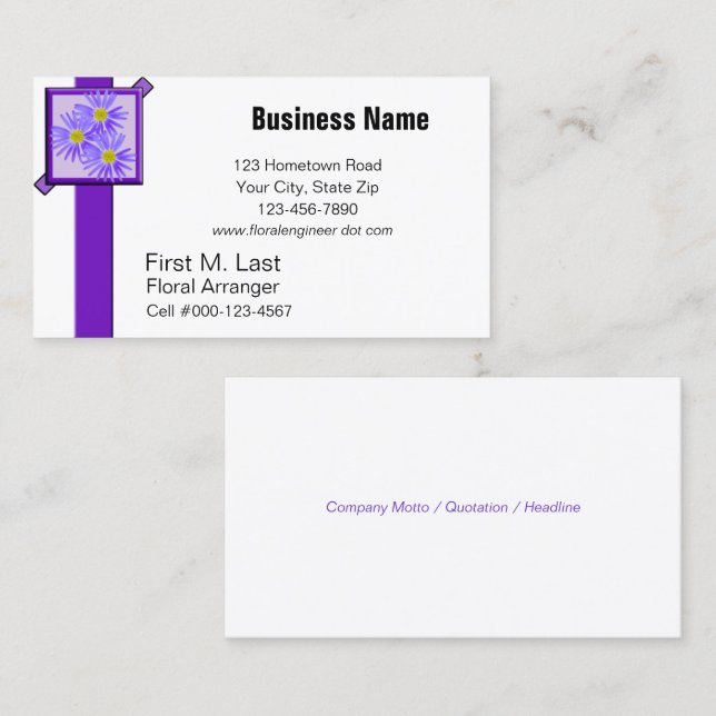 Carte De Visite Fleurs sauvages encadrés (Devant / Derrière)