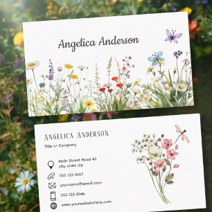 Carte De Visite Fleurs Sauvages Papillons Fantaisistes