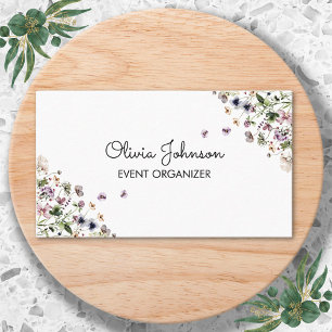 Carte De Visite Fleurs sauvages violettes aquarelle personnalisées