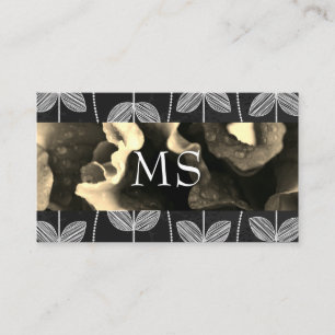 Carte De Visite Fleurs Sepia   Chalk Doodle Motif