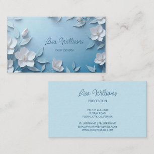 Carte De Visite Fleurs simples 3D blanches