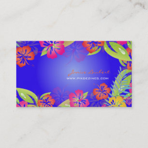 CARTE DE VISITE FLEURS TROPICALES GRAVES RÉTRO, HIBISCUS