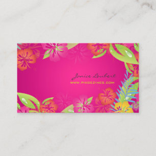 CARTE DE VISITE FLEURS TROPICALES GRAVES RÉTRO, HIBISCUS
