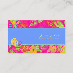 CARTE DE VISITE FLEURS TROPICALES GRAVES RÉTRO, HIBISCUS