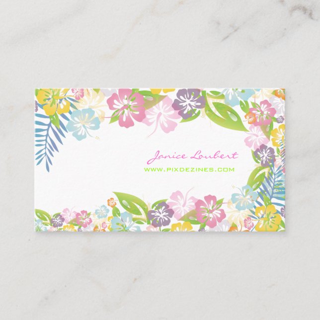 Carte De Visite Fleurs tropicales rétro audacieuses/stock en coqui (Devant)