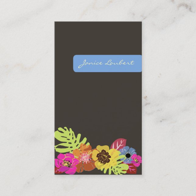 Carte De Visite FLEURS TROPICALES RÉTRO/do-it-yourself ARRIÈRE - P (Devant)