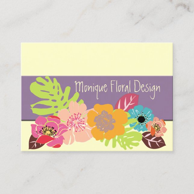 Carte De Visite FLEURS TROPICALES RÉTRO/do-it-yourself ARRIÈRE - P (Devant)