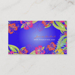 CARTE DE VISITE FLEURS TROPICALES RÉTRO, HIBISCUS