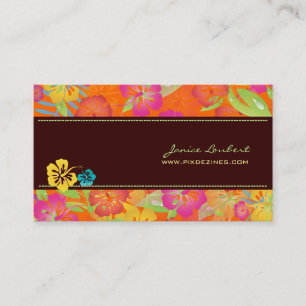 CARTE DE VISITE FLEURS TROPICALES RÉTRO, HIBISCUS
