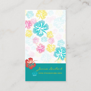 CARTE DE VISITE FLEURS TROPICALES RÉTRO, HIBISCUS