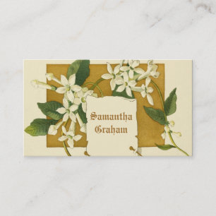 Carte De Visite Fleurs vintages blanches de jasmin personnalisé fl