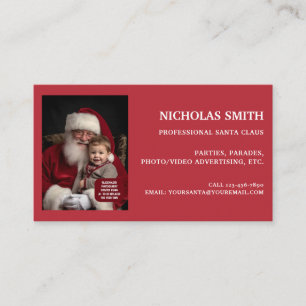 Carte De Visite Flocon de Noël professionnel Photo du Père Noël