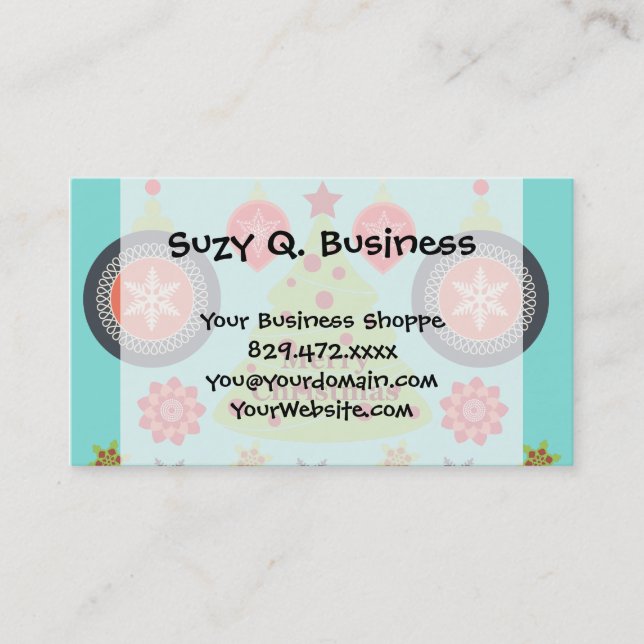 Carte De Visite Flocons de neige modernes d'arbre de Joyeux Noël (Devant)