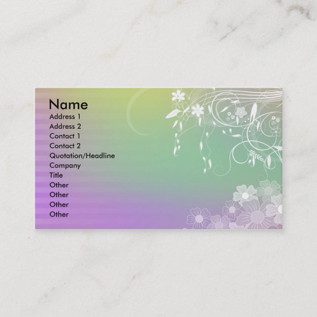 Carte de visite floral (Devant)