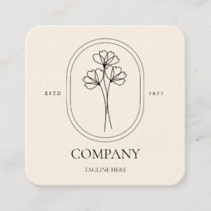 Carte de visite floral à crème simple pour avec lo