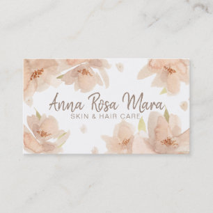 Carte De Visite *~* Floral Abstrait Beige Peach Soft Aquarelle
