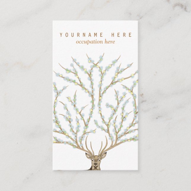 Carte De Visite Floral antlers deer head woods god illustration (Devant)