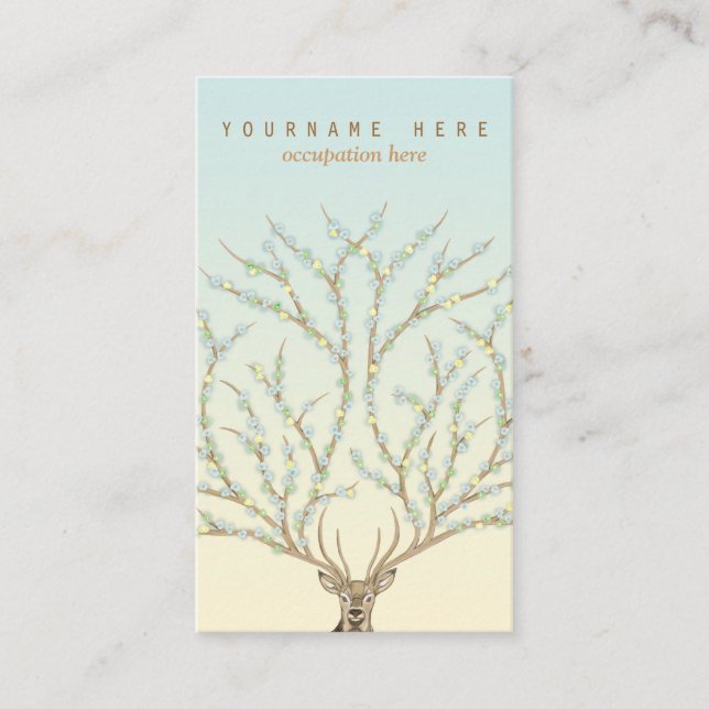 Carte De Visite Floral antlers deer head woods god illustration (Devant)