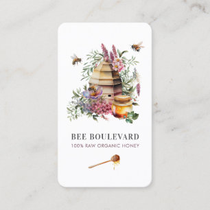 Carte De Visite Floral Bee Hive Aquarelle Beekeeper Code Qr
