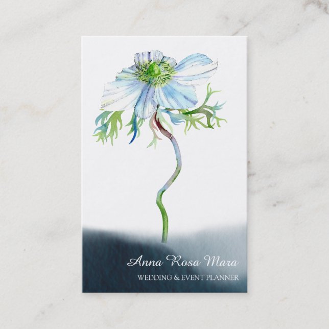 Carte De Visite *~* Floral Blanc Anémonique Mariage Planificateur  (Devant)