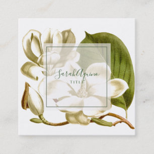 Carte de visite floral blanc Magnolias