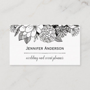 Carte De Visite Floral blanc noir